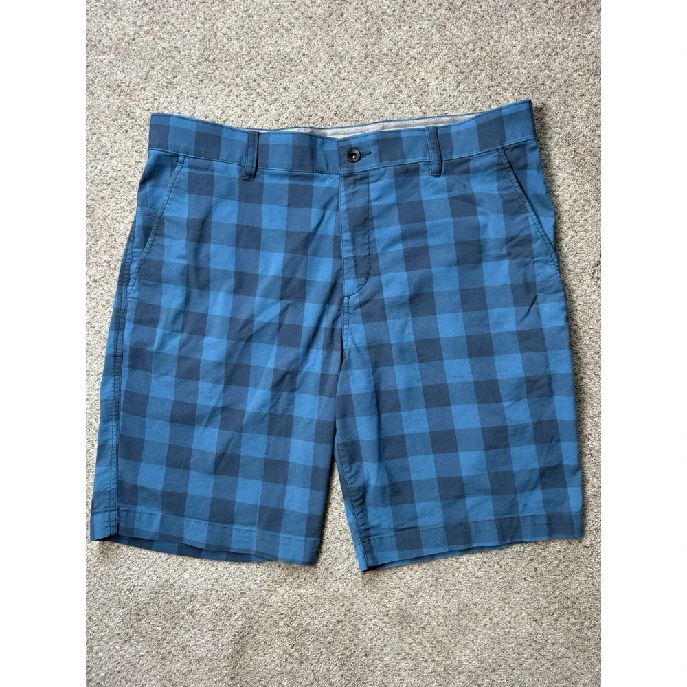 Nike Mens 36 Dri-Fit UV Blue‎ Plaid Chino Golf Shorts DH1294 9